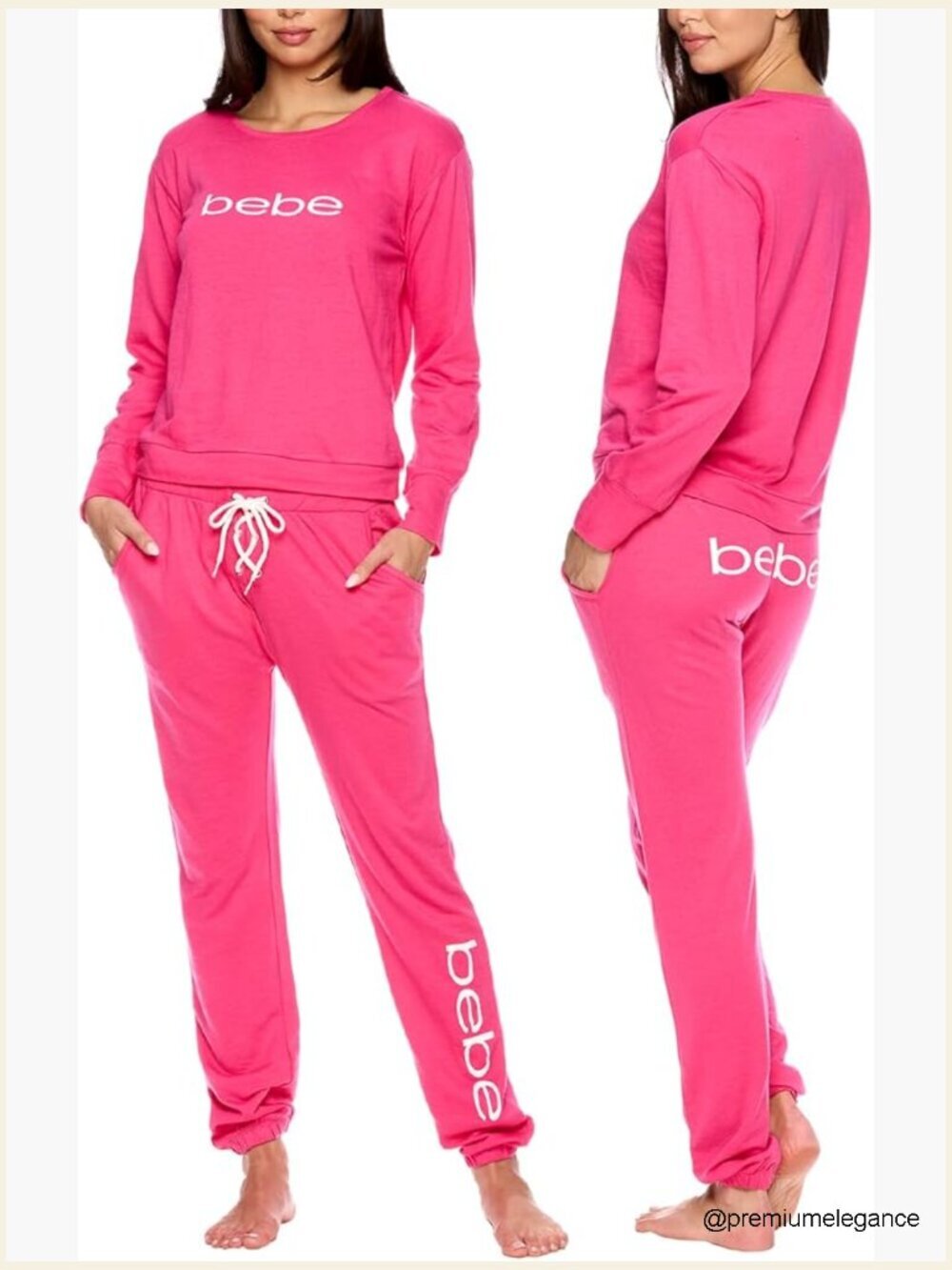 Women's Long Sleeve Pajama Set with Pockets French Terry Sleep Lounge